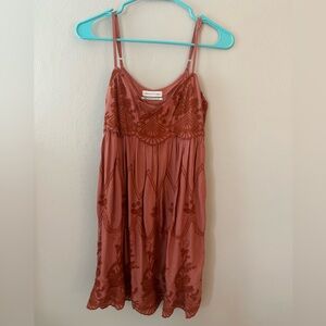 Urban Outfitters Mini Embroidered Babydoll Dress.
